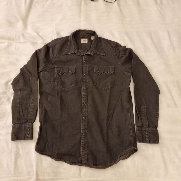 Levi's Classic Casual Snap Button Down Shirt - Marble Black - Picture 3 of 12